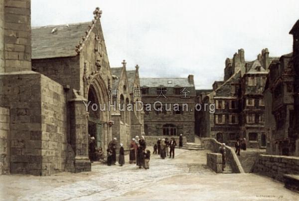 Leaving the Saint-Melaine Church in Morlaix - 莱昂·奥古斯汀·莱尔米特